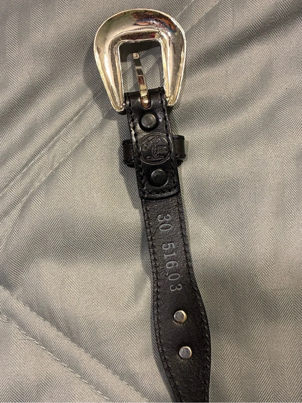 Black Leather Belt with Silver Engraved Conchos